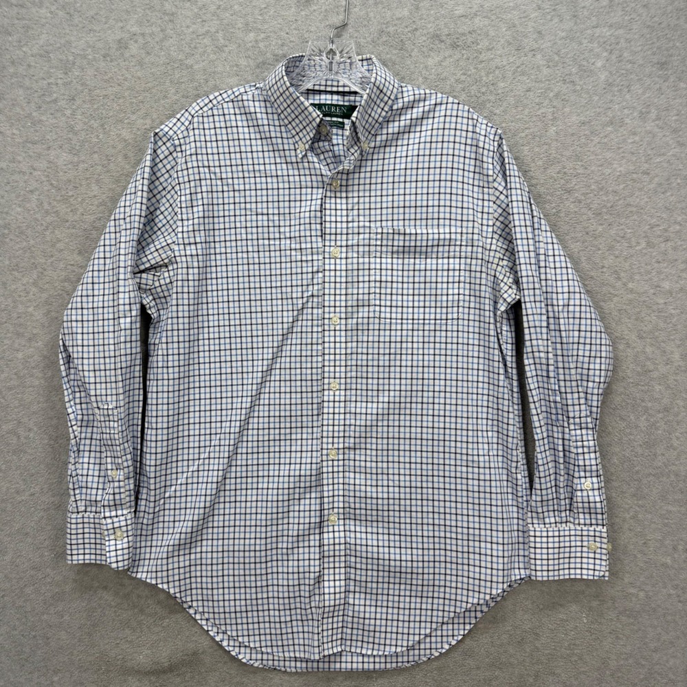 Lauren Ralph Lauren Shirt Mens 15.5 32/33 Blue Check Classic Stretch‎ Non-Iron